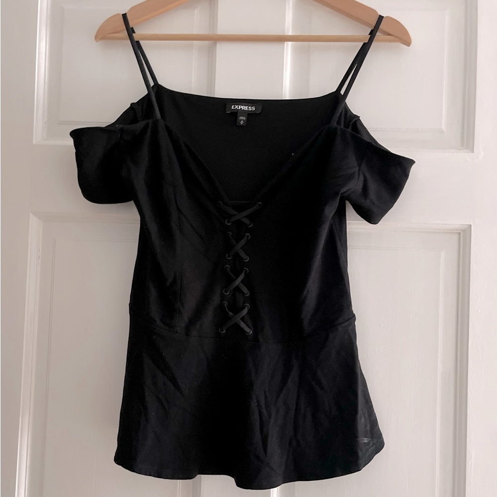 Express Black Corset Off Sleeve Top Medium